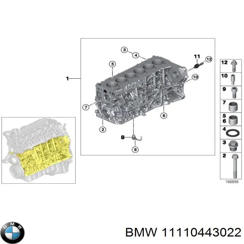 11110443022 BMW Bloco de cilindros de motor