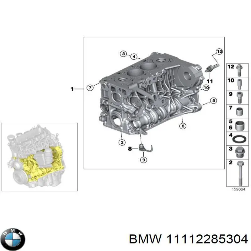 Bloco de cilindros de motor BMW 11112285304 preço, a partir de 5134,96 USD