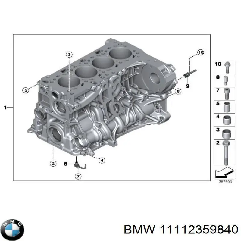 11112359840 BMW Bloco de cilindros de motor