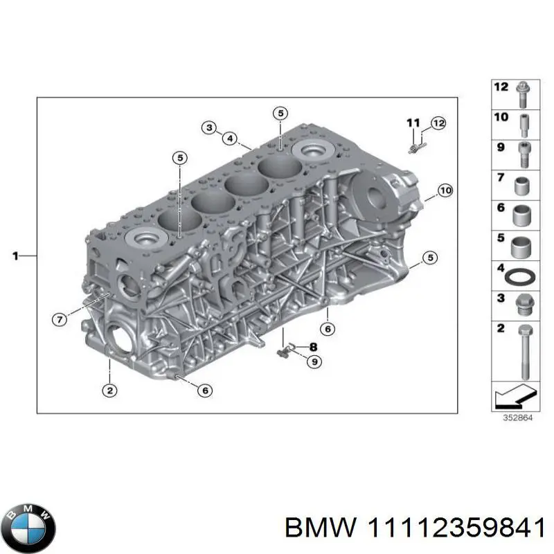 Bloco de cilindros de motor BMW 11112359841 preço, a partir de 7250,72 USD