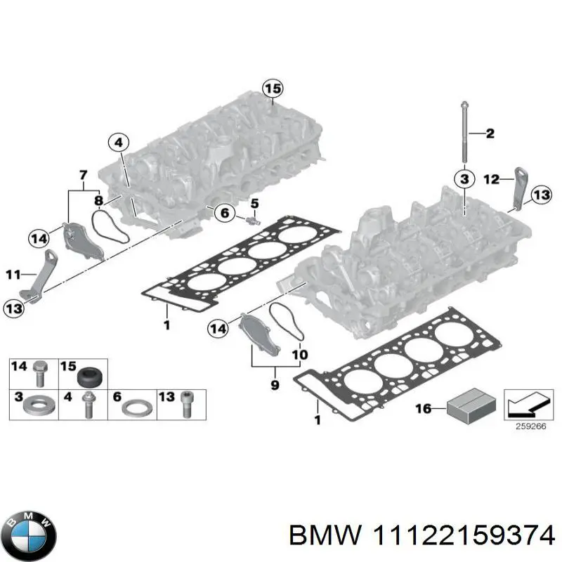 11122159374 BMW Kit superior de vedantes de motor