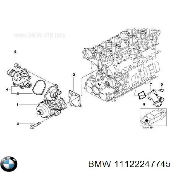 11122247745 BMW Vedante do flange (da união em T) do sistema de esfriamento