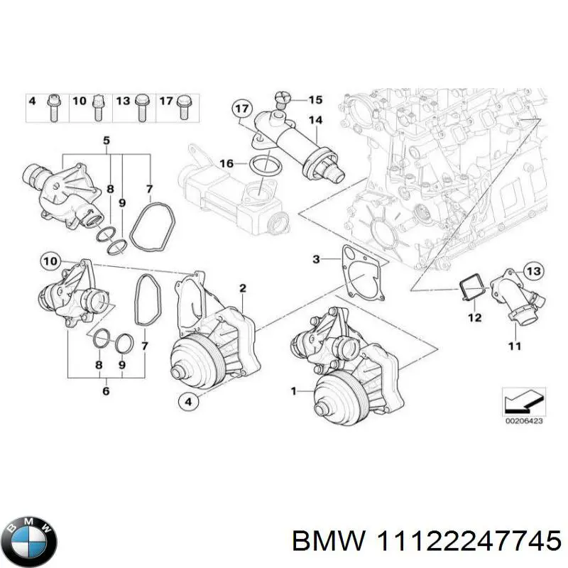 Vedante do flange (da união em T) do sistema de esfriamento BMW 11122247745 preço, a partir de 5,91 USD