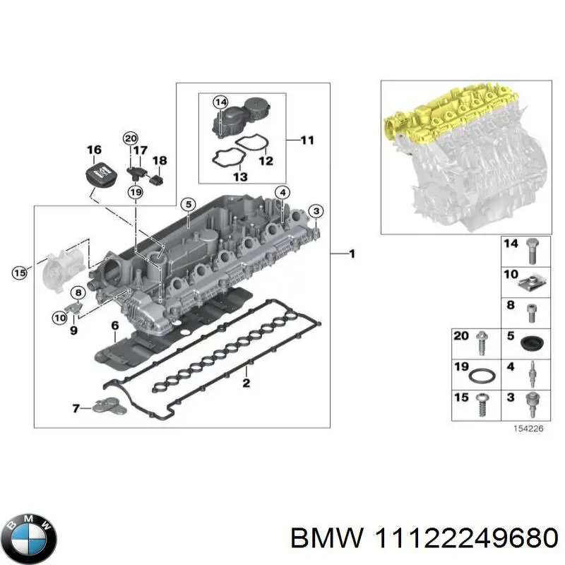 Tampa de válvulas BMW 11122249680 preço, a partir de 202,98 USD