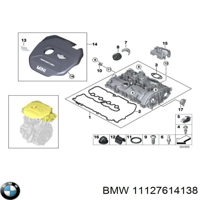 Coxim de tampa decorativa de motor BMW 11127614138 preço, a partir de 3,77 USD