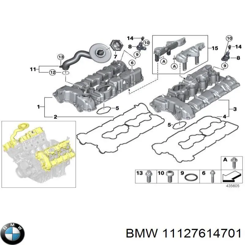 Vedante da tampa de válvulas de motor, kit BMW 11127614701 preço, a partir de 42,26 USD