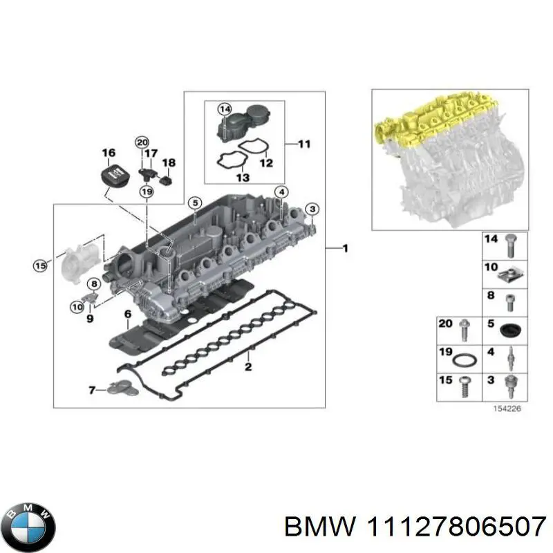 Vedante de tampa de válvulas de motor BMW 11127806507 preço, a partir de 3,64 USD