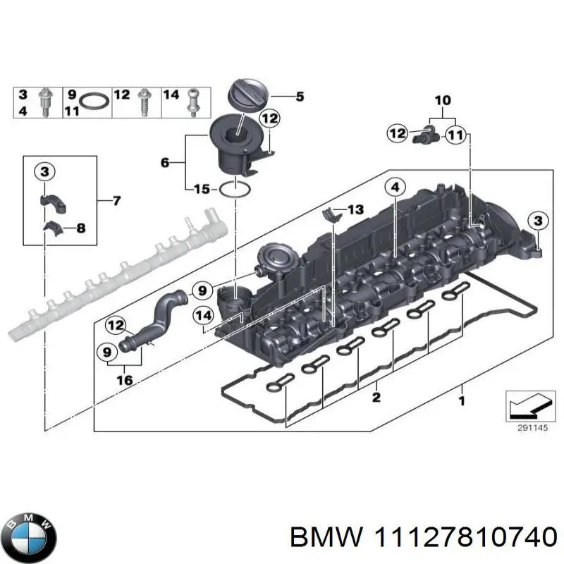 11127810740 BMW Cano derivado de ventilação de cárter (de separador de óleo)