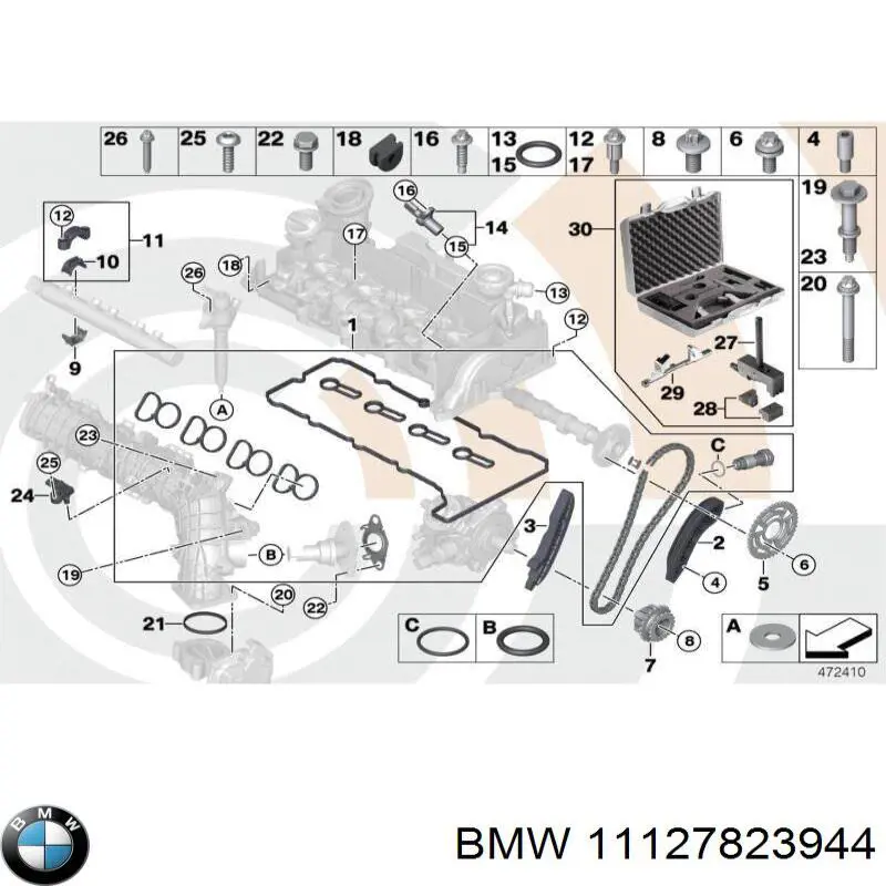 11127823944 BMW Vedante da tampa de válvulas de motor, anel