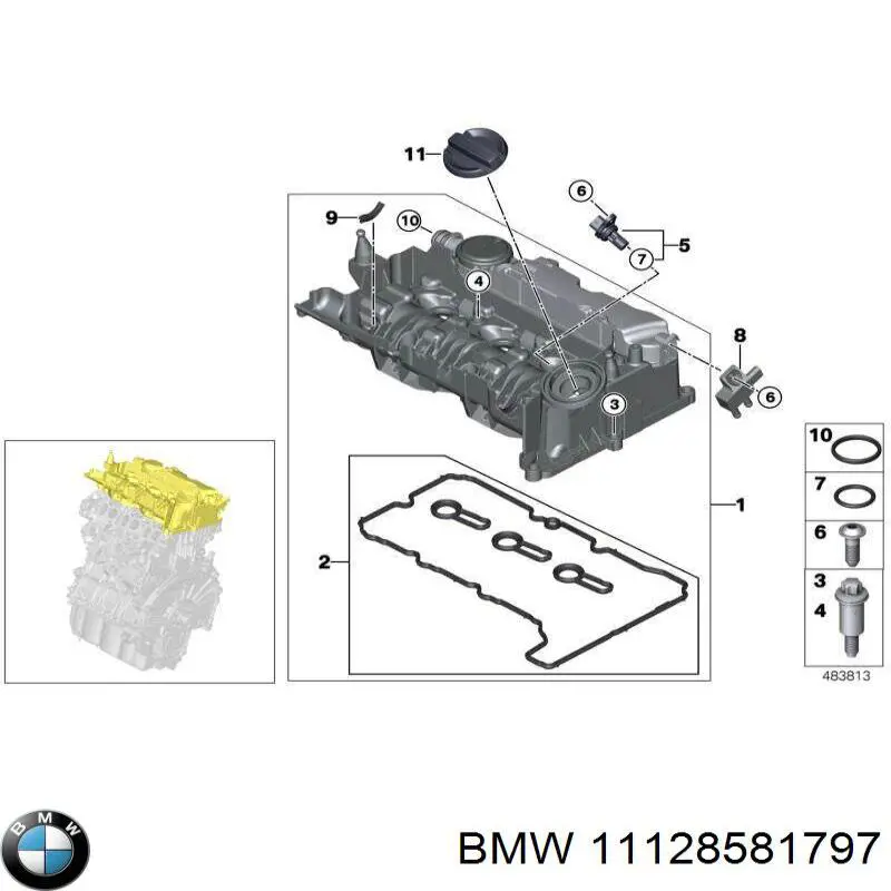 11128581797 BMW Tampa de válvulas