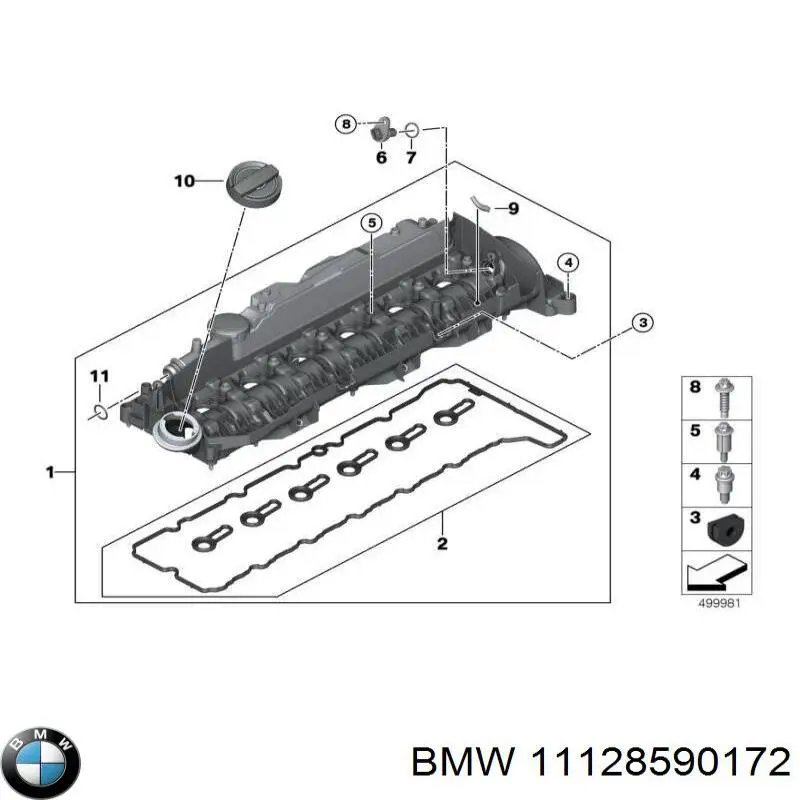 11128590172 BMW Vedante da tampa de válvulas de motor, kit