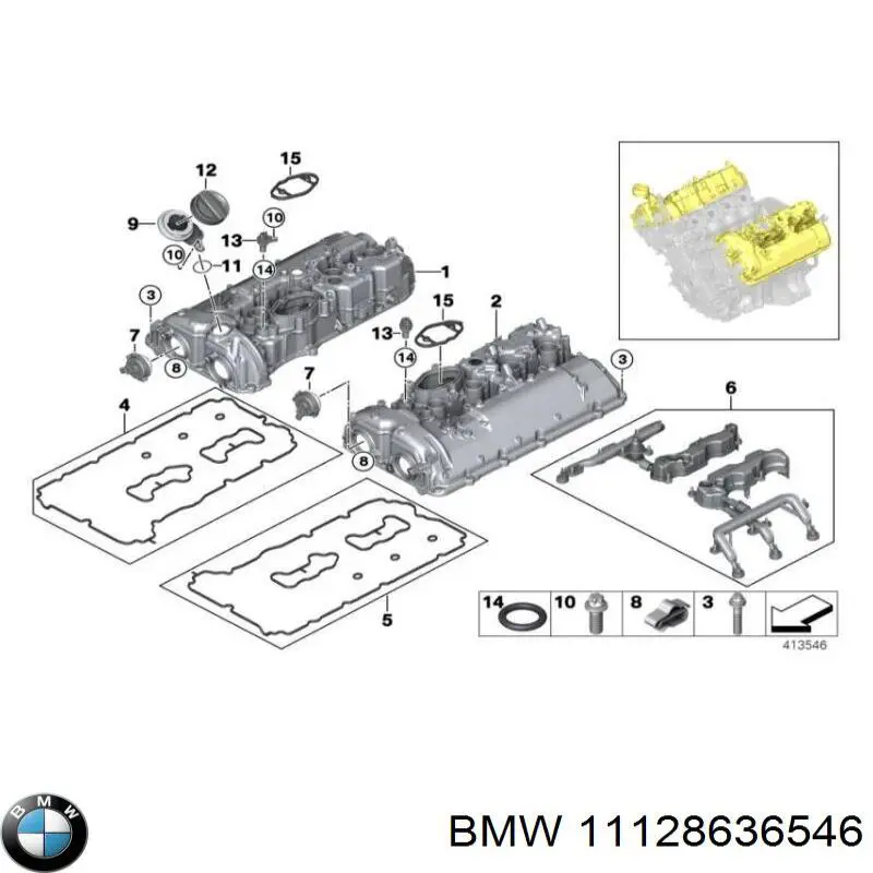 11128636546 BMW Vedante direita de tampa de válvulas de motor