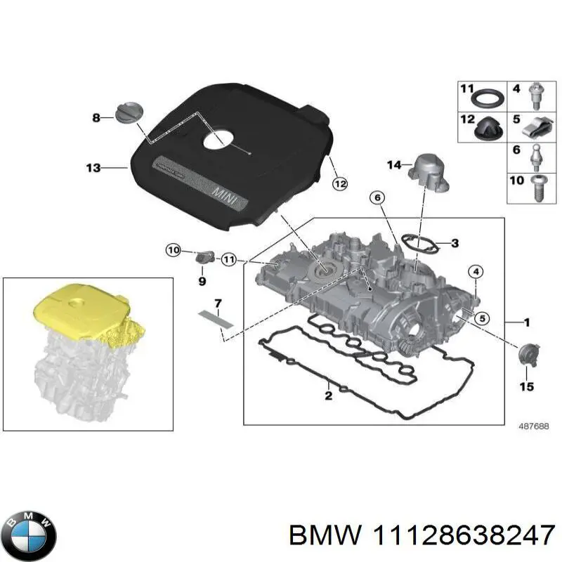 11128638247 BMW Vedante de tampa de válvulas de motor