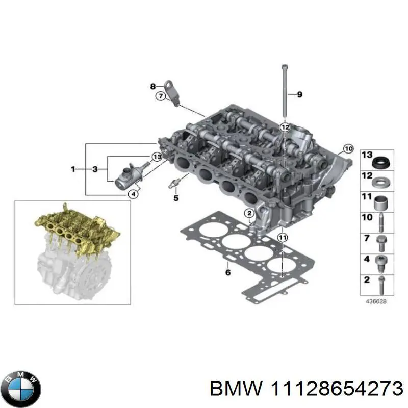 11128654273 BMW Vedante de cabeça de motor (CBC)