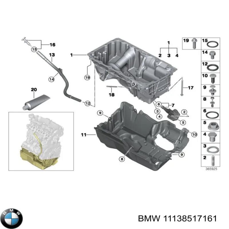 Panela de óleo de cárter do motor BMW 11138517161 preço, a partir de 724,30 USD