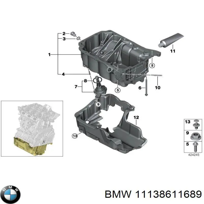 11138611689 BMW Panela de óleo de cárter do motor