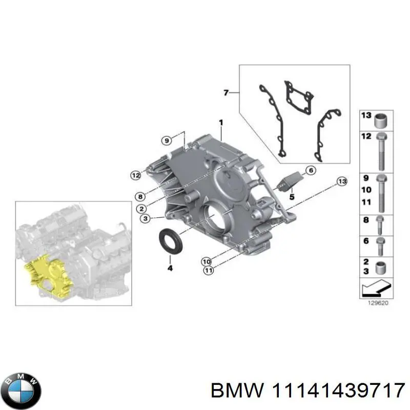Compre 11141439717 BMW Vedante de tampa dianteira de motor, kit