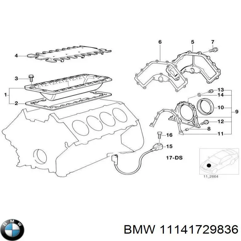 Compre 11141729836 BMW Vedante de tampa traseira do bloco de cilindros