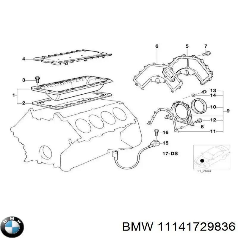 11141729836 BMW Vedante de tampa traseira do bloco de cilindros