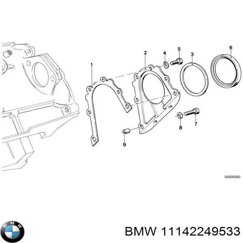 Compre 11142249533 BMW Vedação traseira de cambota de motor