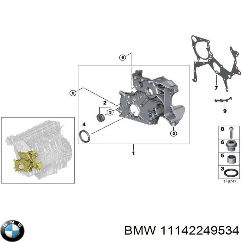 Compre 11142249534 BMW Vedação dianteira de cambota de motor