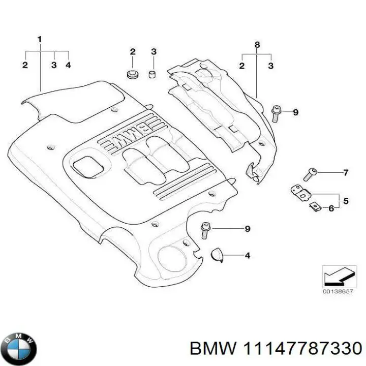 11147787330 BMW Tampa de motor decorativa