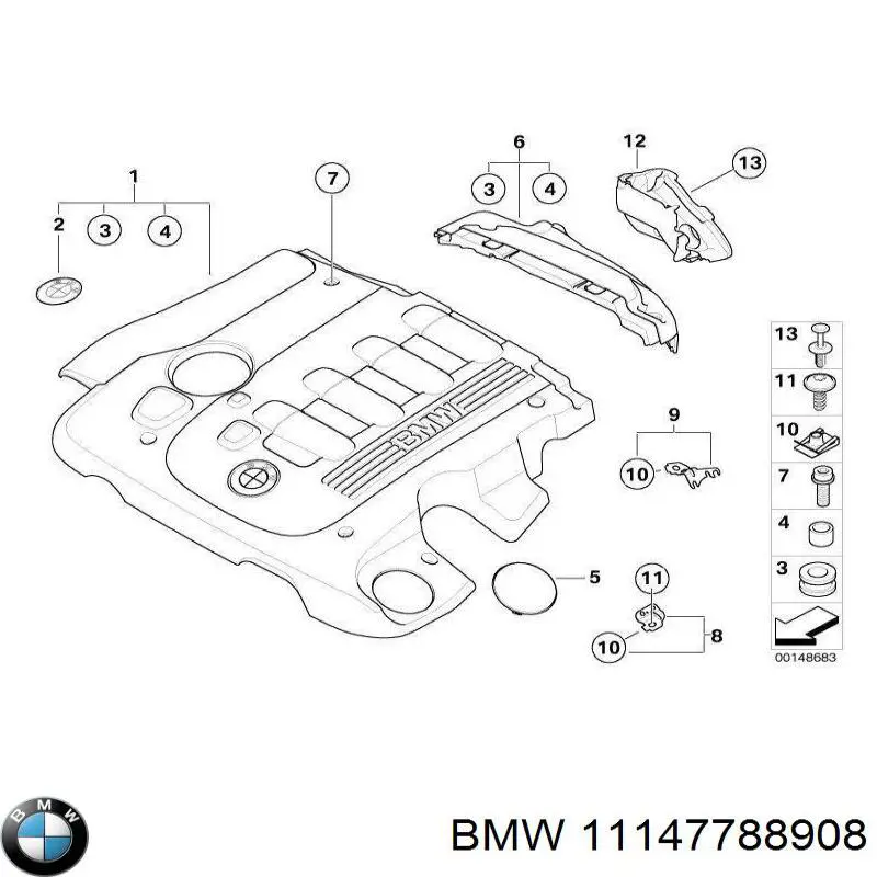 11147788908 BMW Tampa de motor decorativa