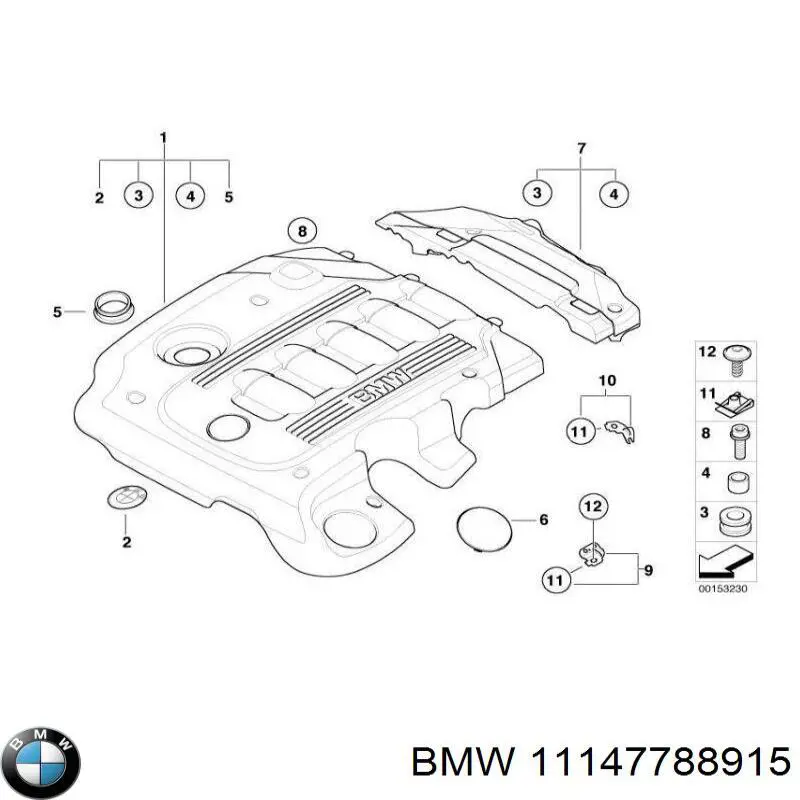11147788915 BMW Moldura de vidro traseiro