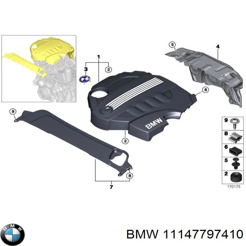 11147797410 BMW Tampa de motor decorativa