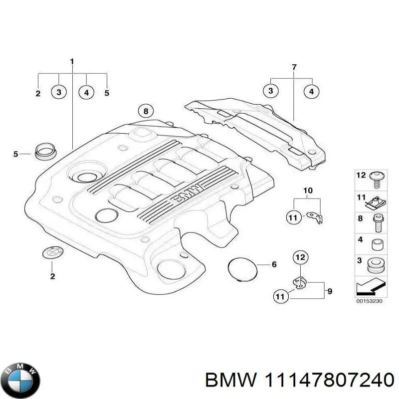 Tampa de motor decorativa BMW 11147807240 preço, a partir de 131,10 USD