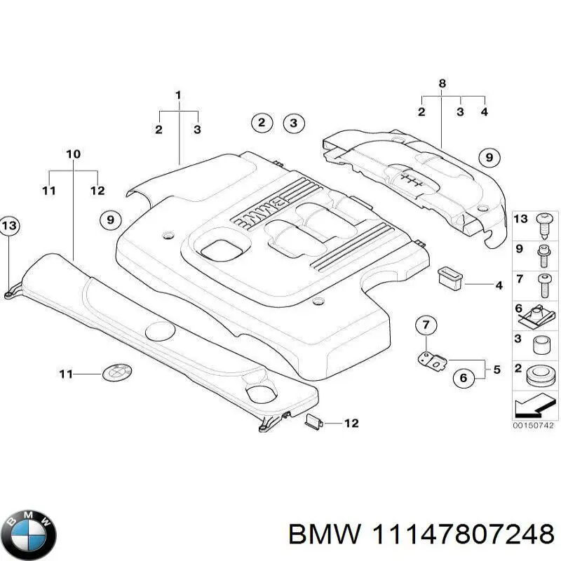 11147789006 BMW Tampa de motor decorativa