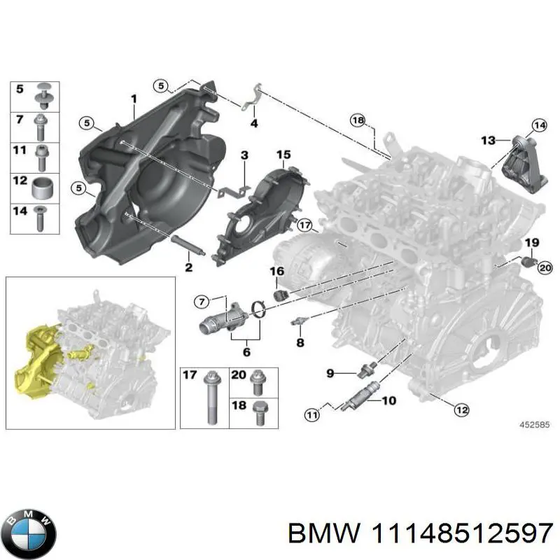 Tampa de motor dianteira BMW 11148512597 preço, a partir de 113,71 USD
