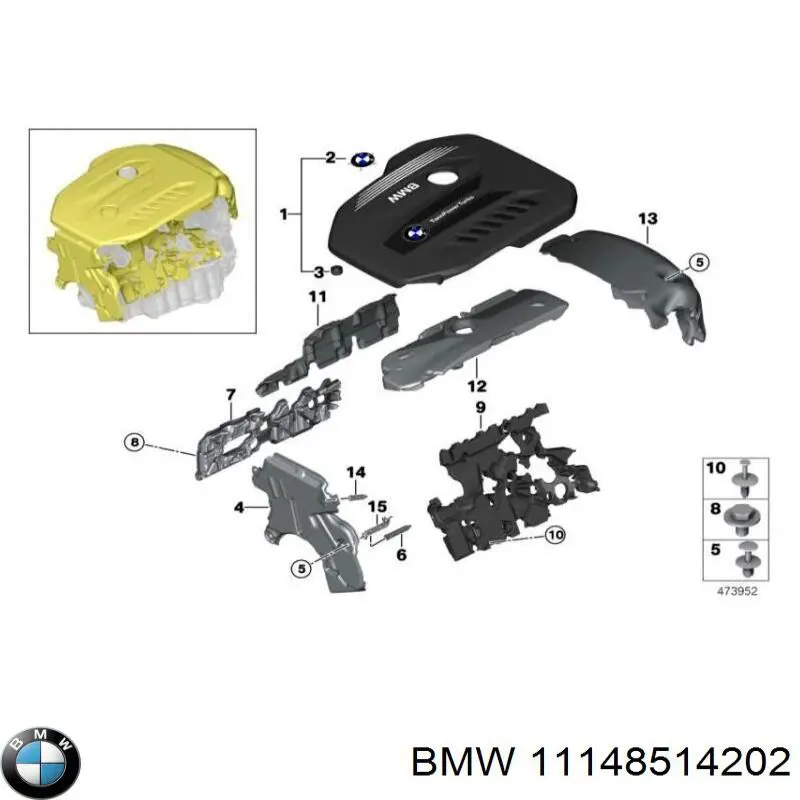 11148514202 BMW Tampa de motor decorativa