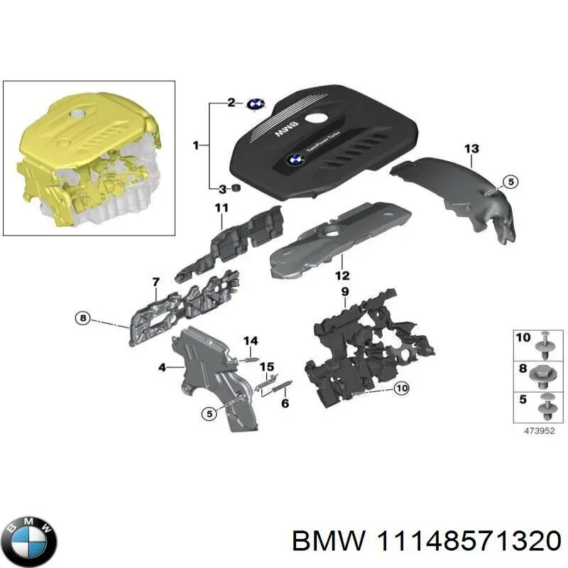 11148571320 BMW Tampa de motor decorativa