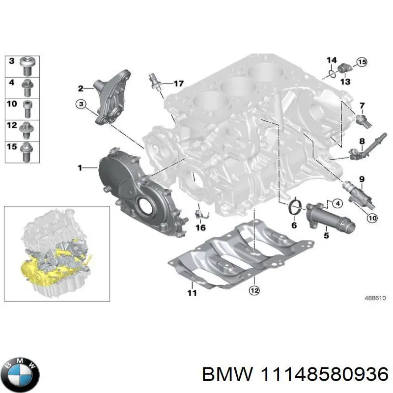 11148580936 BMW Vedação dianteira de cambota de motor