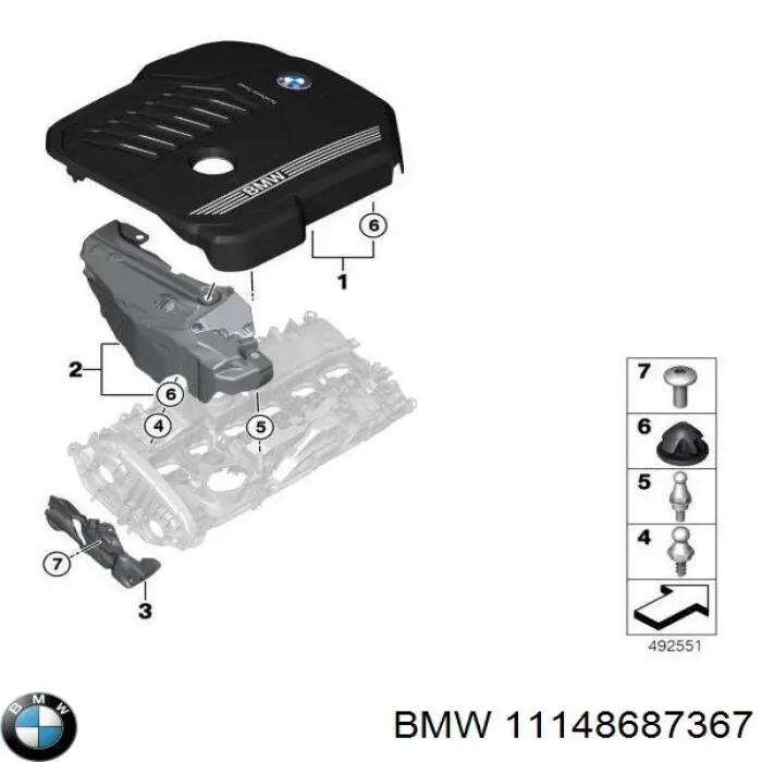 11148687367 BMW Tampa de motor decorativa