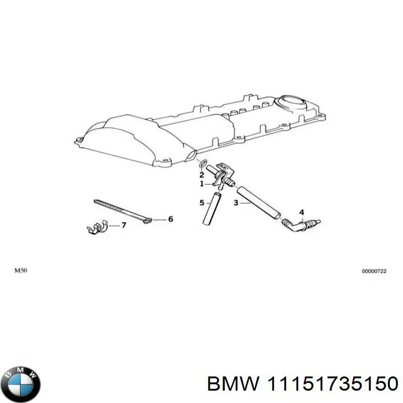 11151735150 BMW Cano derivado de ventilação de cárter (de separador de óleo)