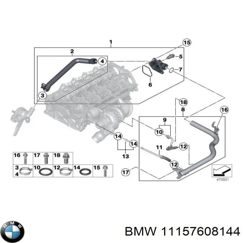 Cano derivado de ventilação de cárter (de separador de óleo) BMW 11157608144 preço, a partir de 24,24 USD
