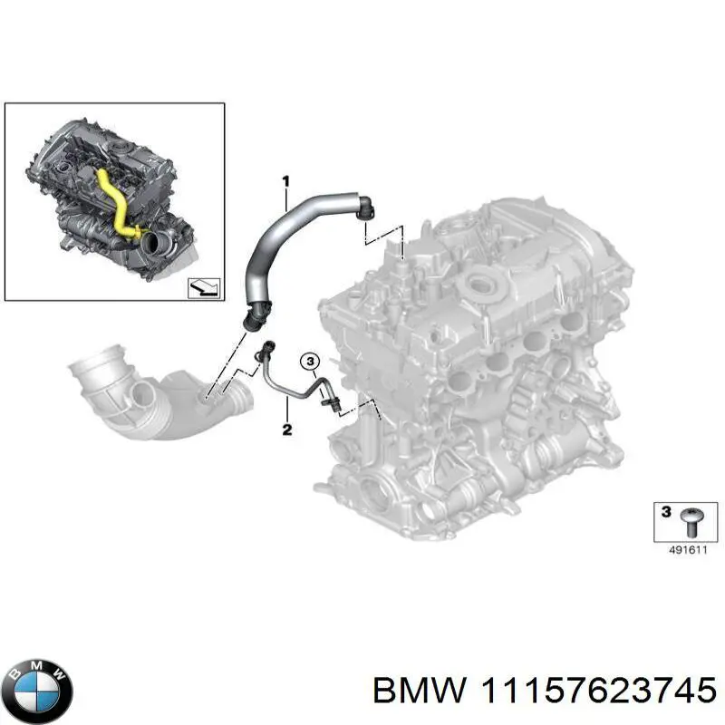 Cano derivado de ventilação de cárter (de separador de óleo) BMW 11157623745 preço, a partir de 51,14 USD