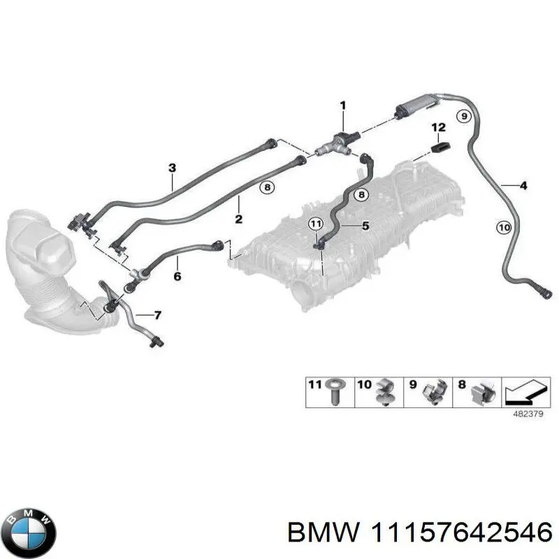 Cano derivado de ventilação de cárter (de separador de óleo) BMW 11157642546 preço, a partir de 51,88 USD