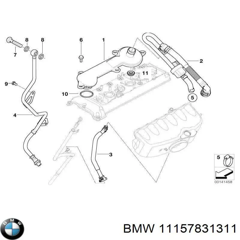Cano derivado de ventilação de cárter (de separador de óleo) BMW 11157831311 preço, a partir de 7,94 USD