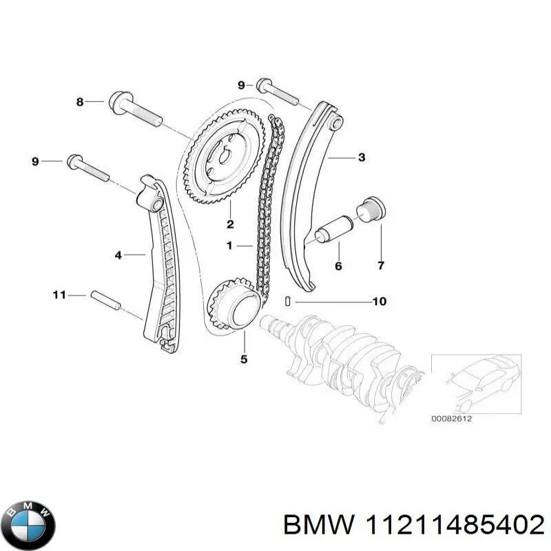 Engrenagem de cadeia da roda dentada de acionamento de cambota de motor para Mini Cooper  R50, R53