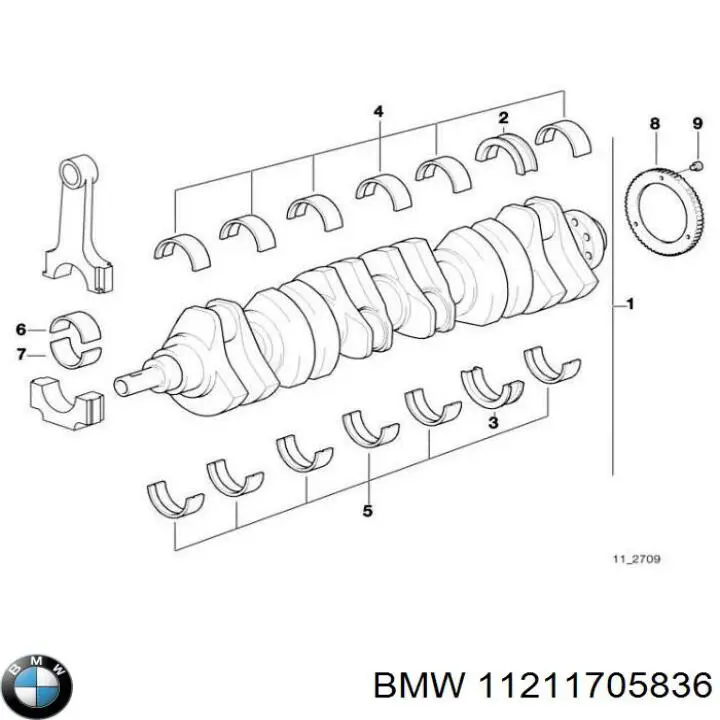 Folhas inseridas principais de cambota, kit, 1ª reparação ( + 0,25) BMW 11211705836 preço, a partir de 71,63 USD