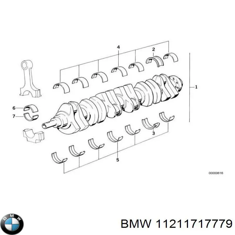 Compre 11211717779 BMW Folhas inseridas principais de cambota, kit, 1ª reparação ( + 0,25)