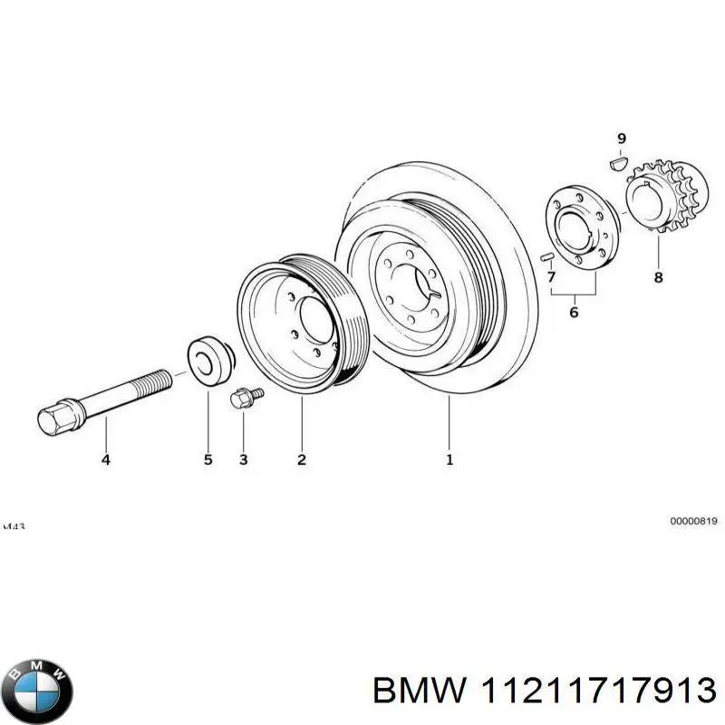 11211717913 BMW Engrenagem de cadeia da roda dentada de acionamento de cambota de motor