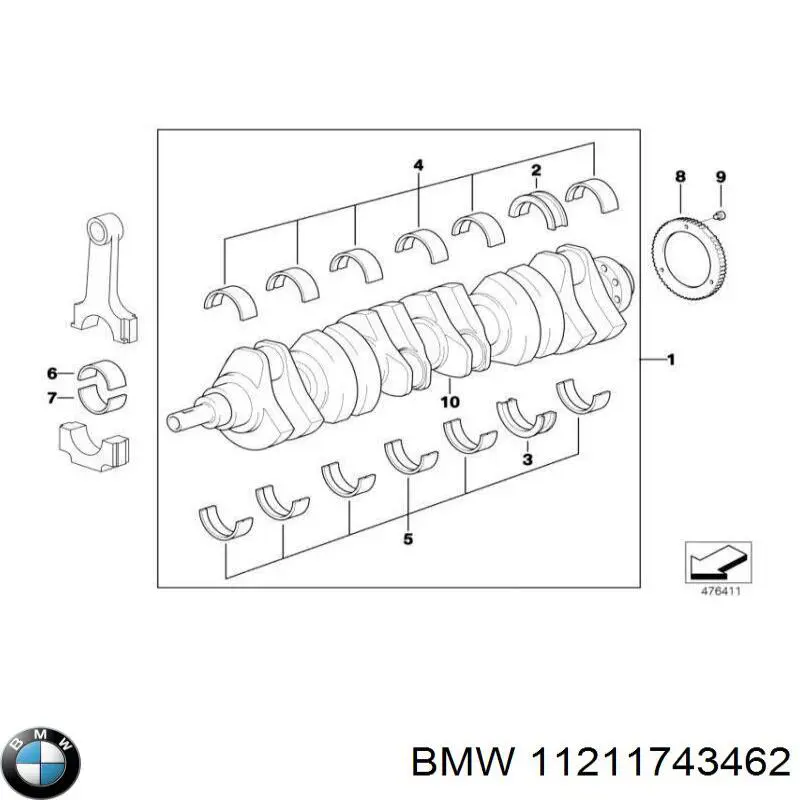 Folhas inseridas principais de cambota, kit, 1ª reparação ( + 0,25) BMW 11211743462 preço, a partir de 71,81 USD