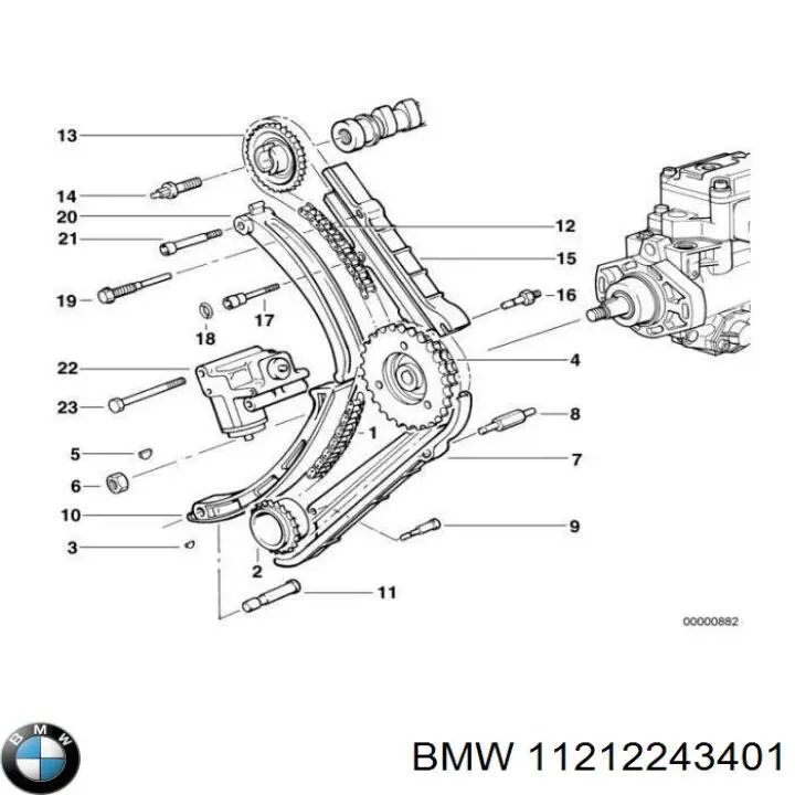 Engrenagem de cadeia da roda dentada de acionamento de cambota de motor BMW 11212243401 preço, a partir de 116,93 USD