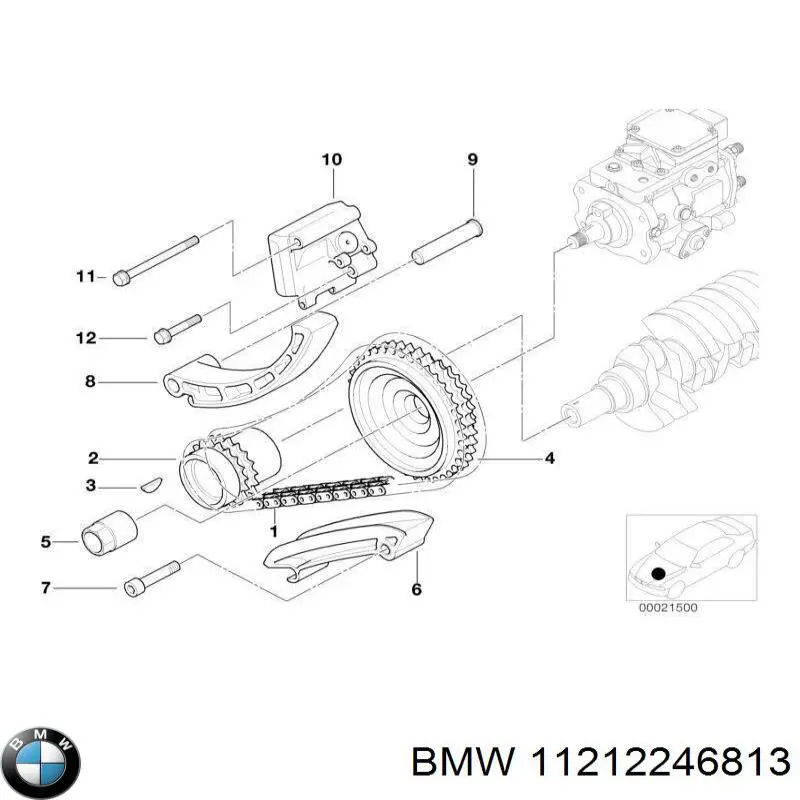 Engrenagem de cadeia da roda dentada de acionamento de cambota de motor BMW 11212246813 preço, a partir de 65,42 USD