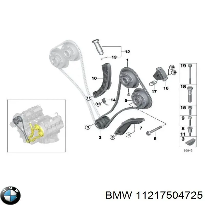 Compre 11217504725 BMW Engrenagem de cadeia da roda dentada de acionamento de cambota de motor