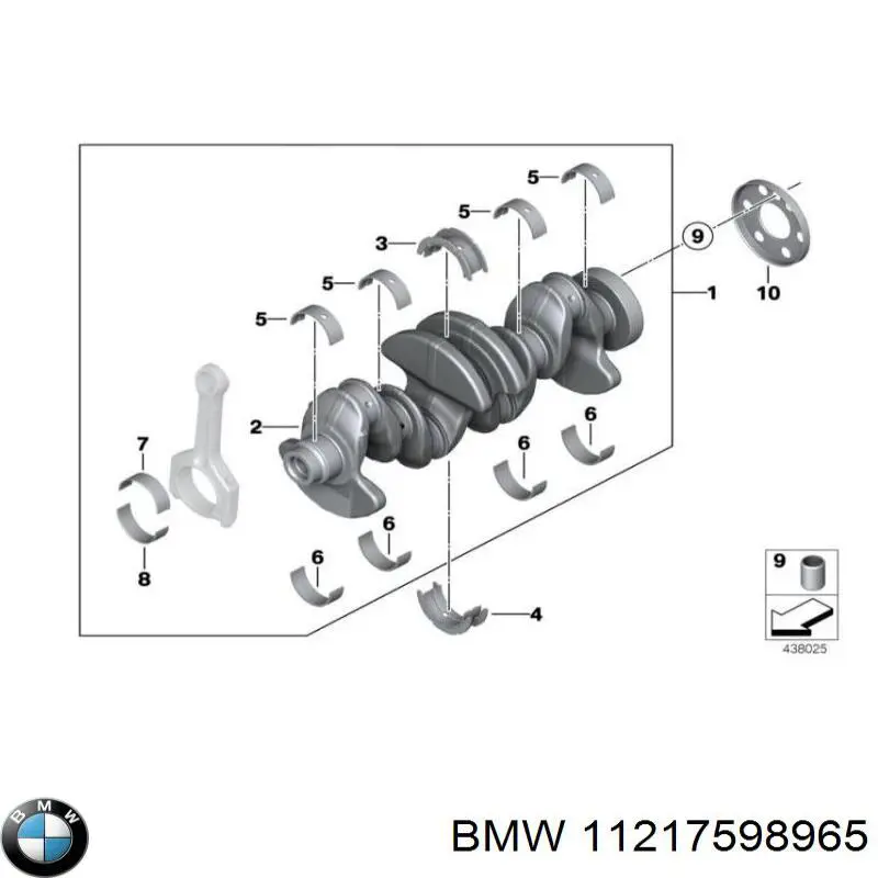 11217598965 BMW Folhas inseridas principais de cambota, kit, 1ª reparação ( + 0,25)
